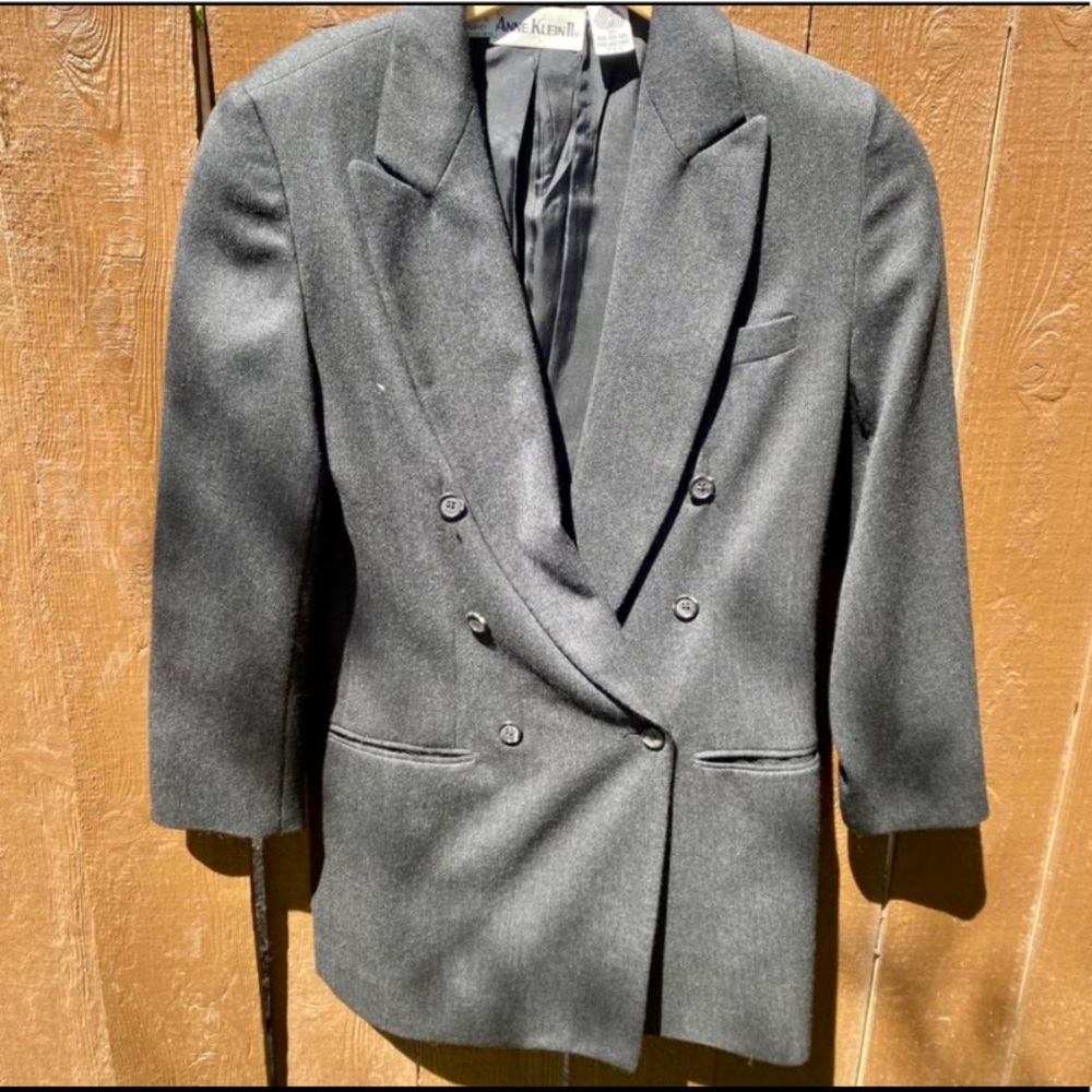 Anne Klein Wool Double Breasted Blazer